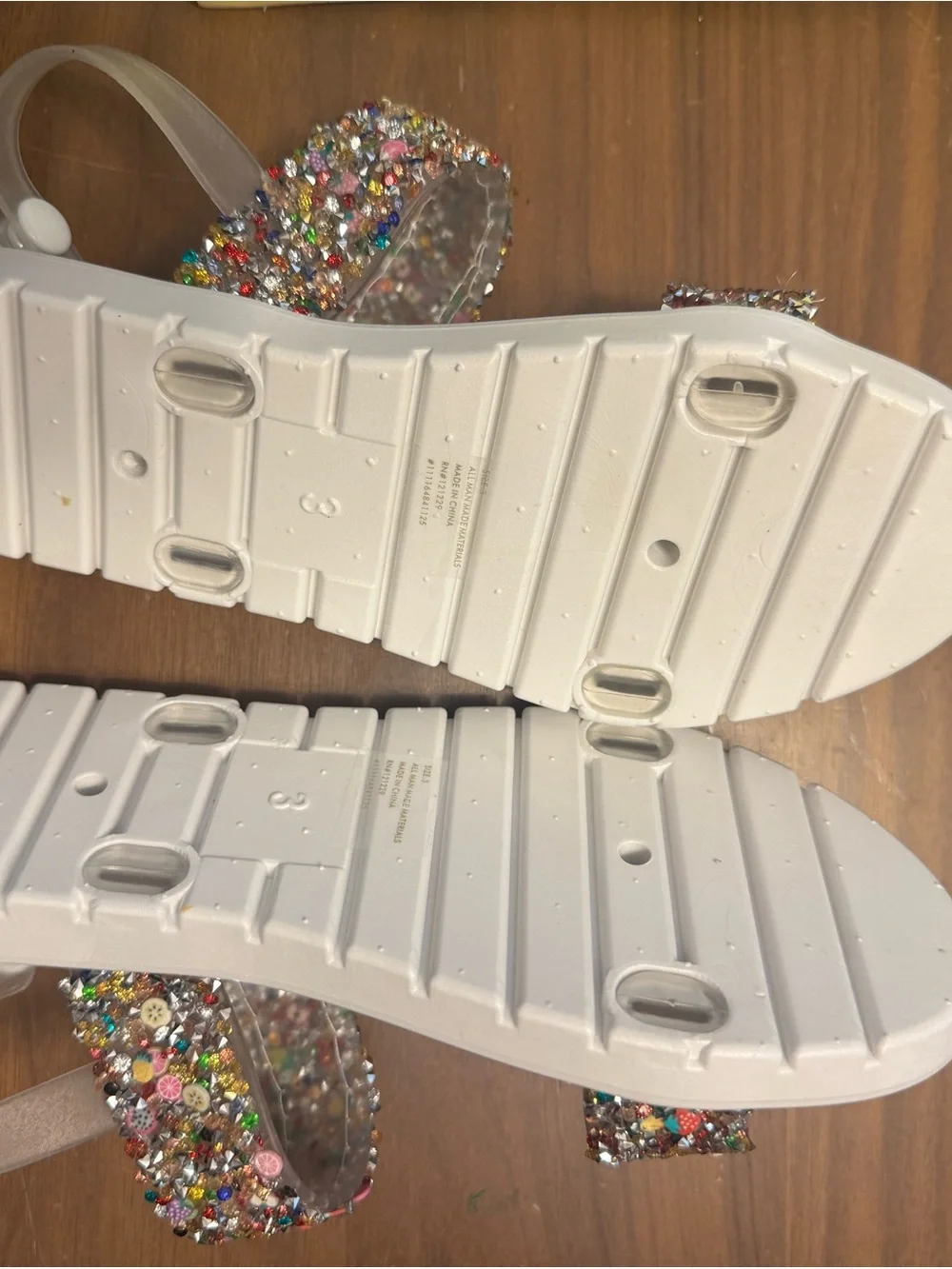 Sparkling Iridescent Kids Sandals with Multi-Color Gems